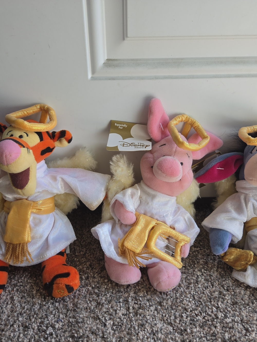 Disney Pink Piglet, Tigger And Eyeore Angel Plush with Gold Halo and Harp